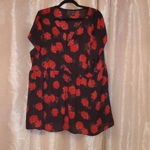 Black Rose Print Torrid Blouse